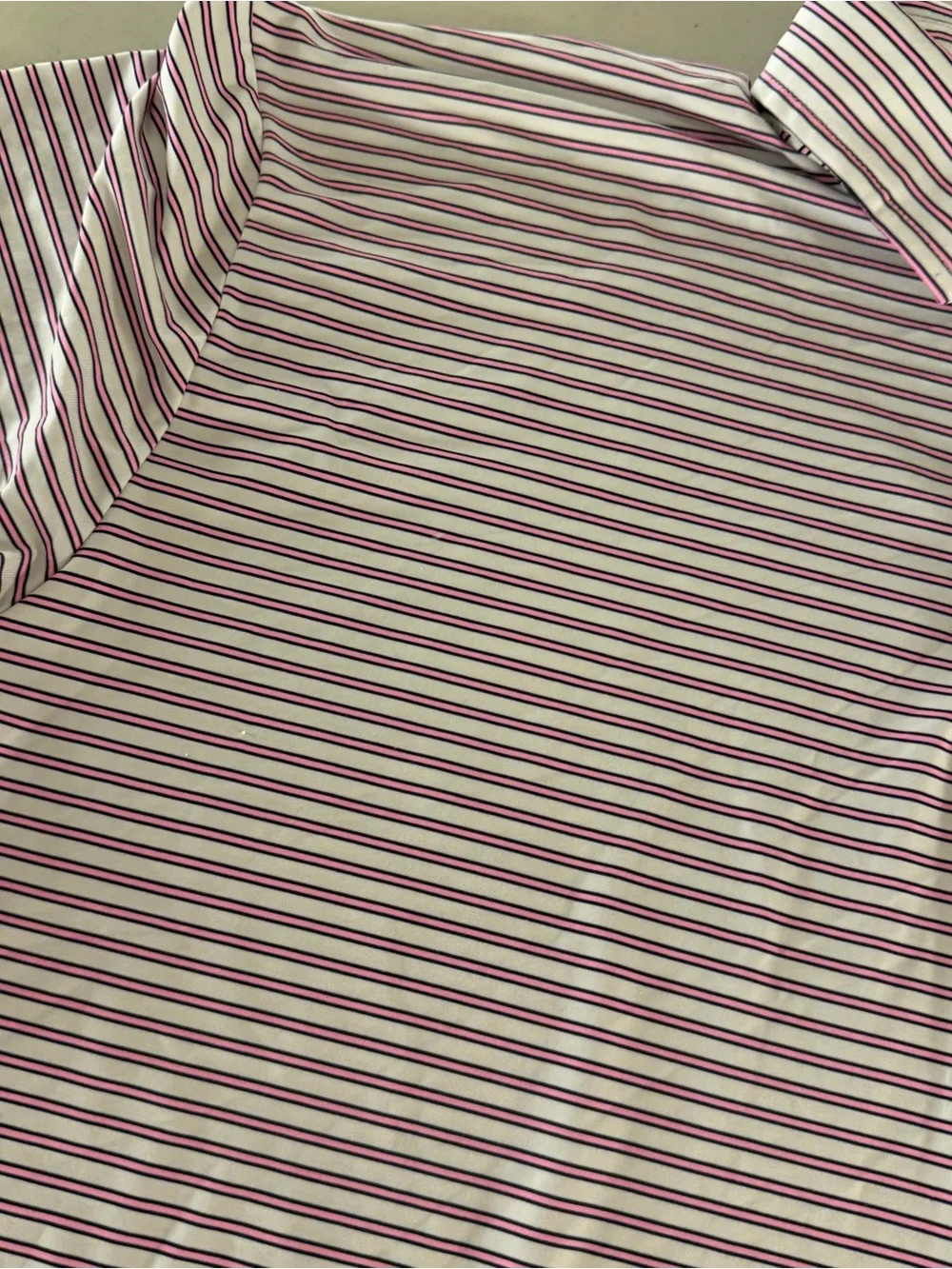 RLX Ralph Lauren Polo Shirt Mens XL Pink Striped Golf Performance Short Sleeve